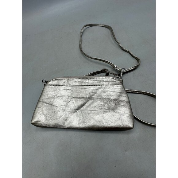 style & co faux leather cross body bag silver zippers cardholder inside 8x4.5" R - Picture 5 of 6